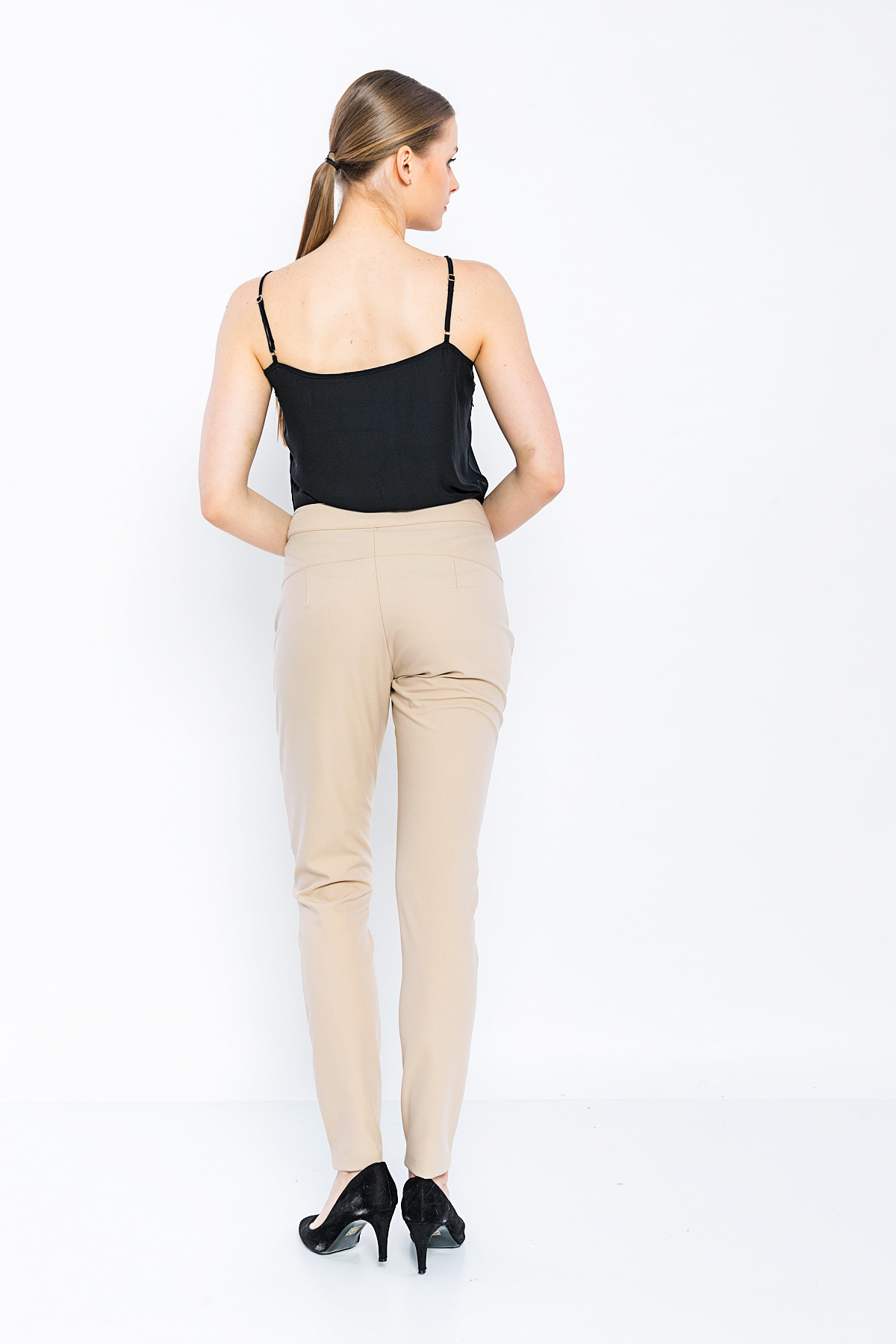 Picture of Woman Beige Classical Cut fillet with pockets Work Trousers