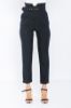 Picture of Woman Black High Waist Belted Classical Work Trousers