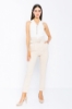 Picture of Woman Beige High Waist Belted Classical Work Trousers