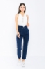 Picture of Woman Navy Navy Blue High Waist Belted Classical Work Trousers