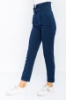 Picture of Woman Navy Navy Blue High Waist Belted Classical Work Trousers