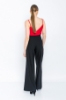 Picture of Woman Black Loose Cut Slit Trotter Trousers