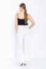 Picture of Woman White Loose Cut Slit Trotter Trousers