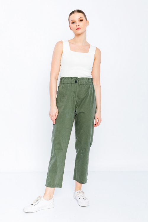 Picture of Woman Khaki High Waist casual Trousers