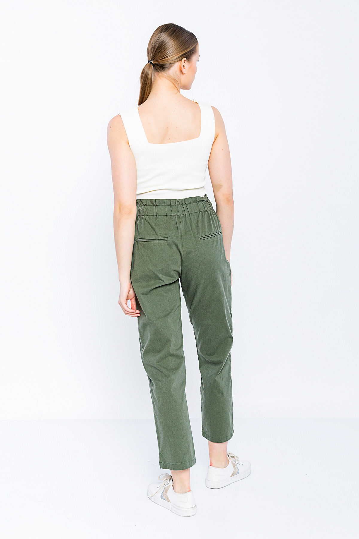 Picture of Woman Khaki High Waist casual Trousers