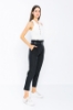 Picture of Woman Black High Waist Belted Work Trousers