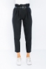 Picture of Woman Black High Waist Belted Work Trousers