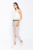 Picture of Woman Beige High Waist Belted Work Trousers
