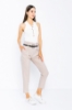 Picture of Woman Beige High Waist Belted Work Trousers