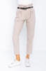 Picture of Woman Beige High Waist Belted Work Trousers