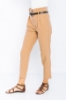 Picture of Woman Camel High Waist Belted Work Trousers