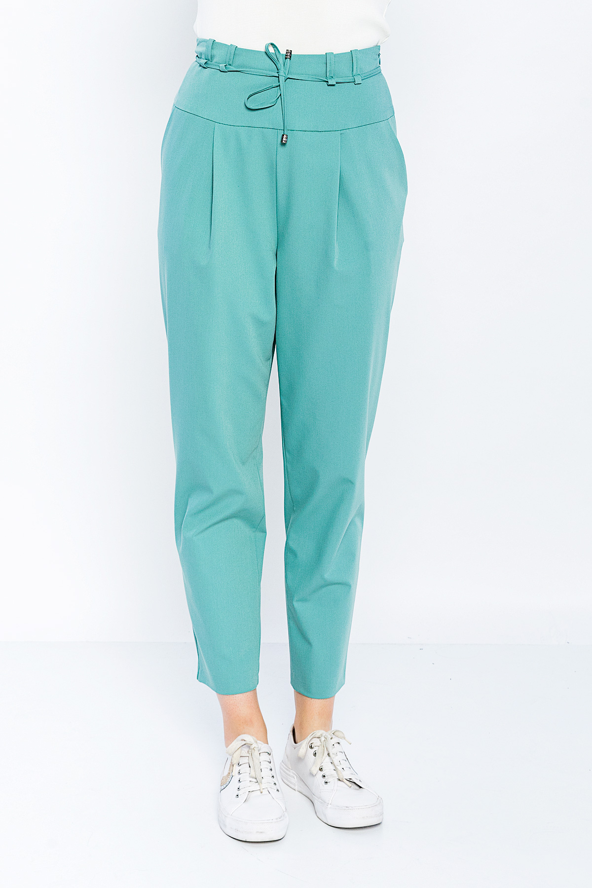 Picture of Woman Mint Comfortable Cut High Waist Trousers