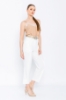 Kadın Beyaz Bol Kesim Tasarım Kemerli Pantolon resmi