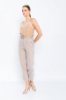 Picture of Woman Beige Loose Cut Design Belted Trousers