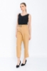 Picture of Woman Camel Loose Cut Design Belted Trousers