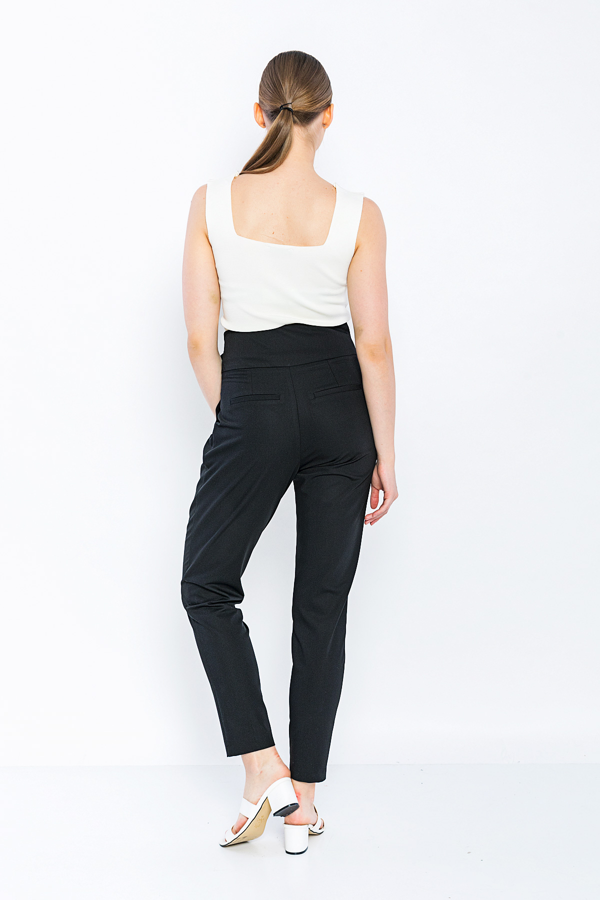 Picture of Woman Black Classical Cut High Waist Trousers
