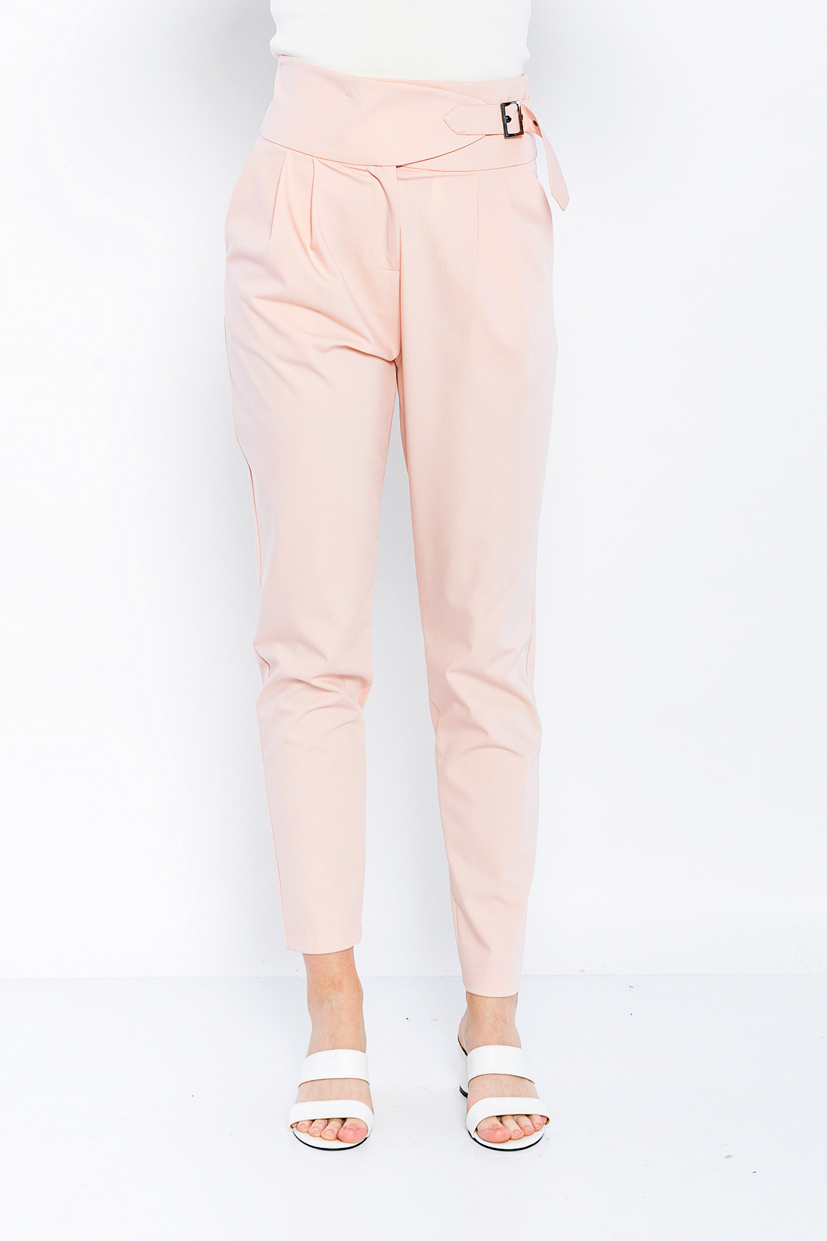 Picture of Woman Powder Classical Cut High Waist Trousers