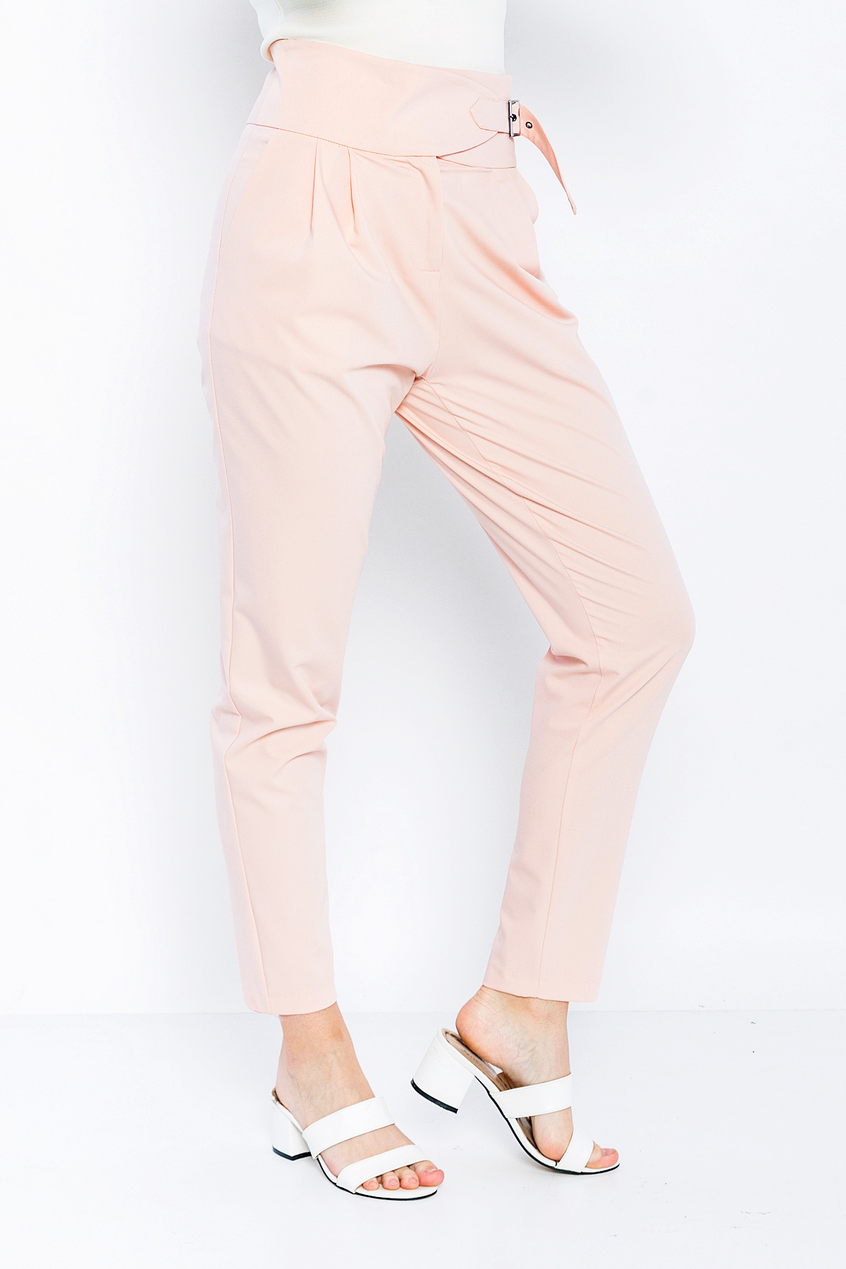 Picture of Woman Powder Classical Cut High Waist Trousers