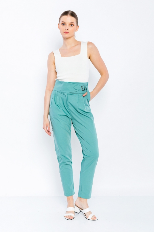 Picture of Woman Mint Classical Cut High Waist Trousers