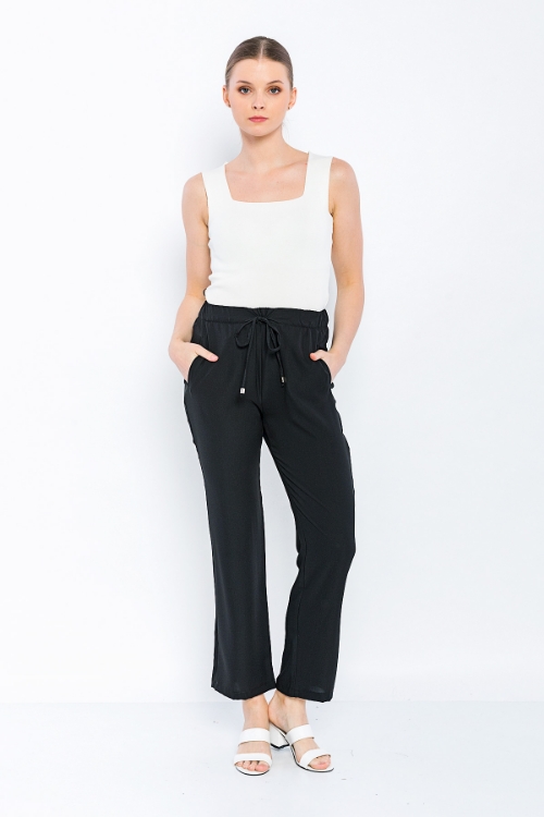 Picture of Woman Black Comfortable Cut Satin Material Trousers