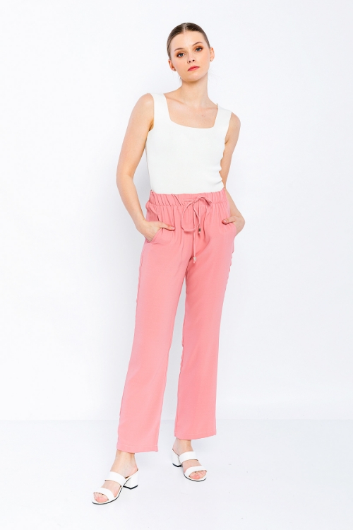 Picture of Woman Powder Comfortable Cut Satin Material Trousers