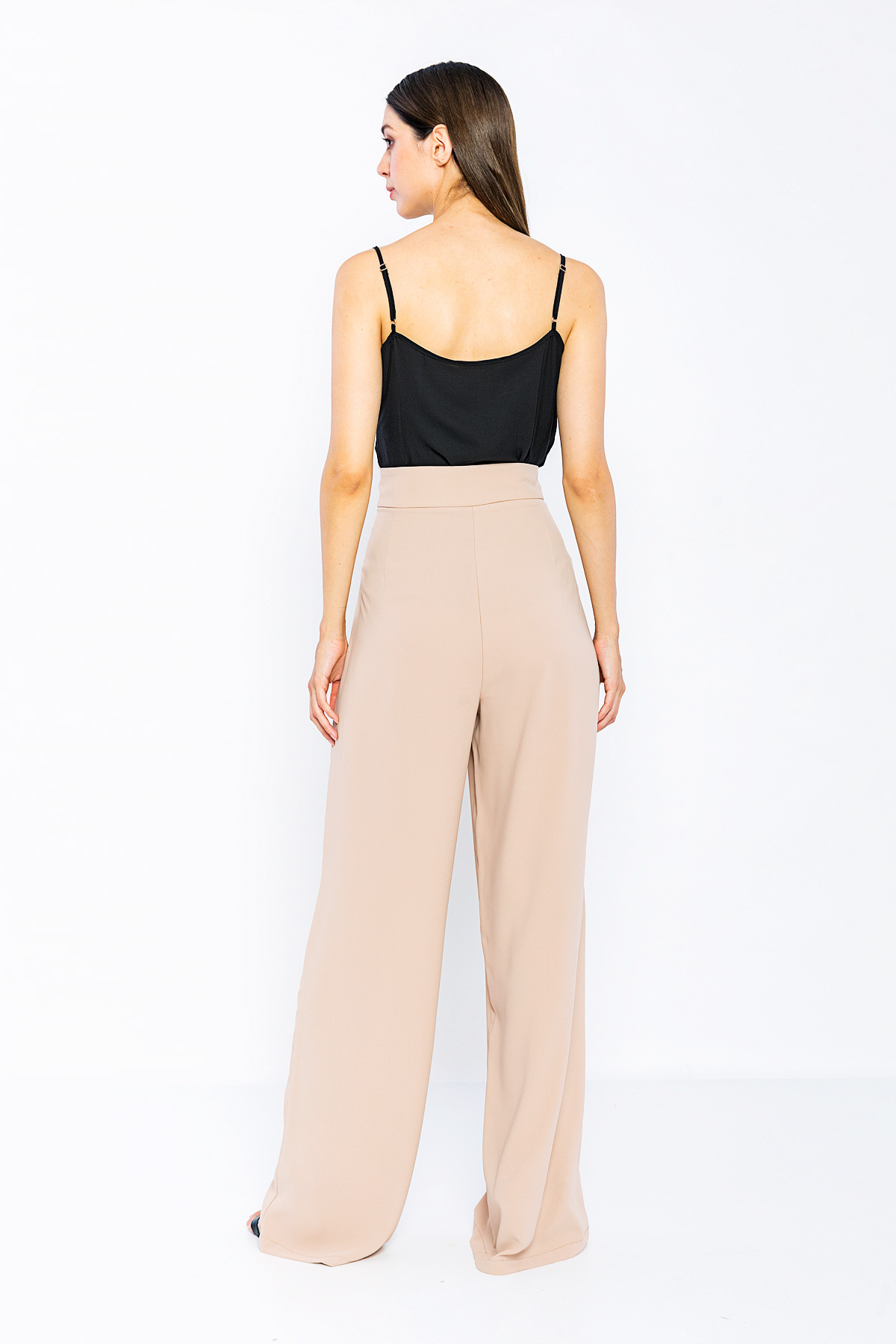 Picture of Woman Camel High Waist palazzo Thin Trousers