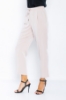 Kadın Bej Kuş Gözlü Saten Kumaş Salaş Pantolon resmi
