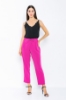 Picture of Woman Fuchsia Bird Gözlü Satin Material Loose Trousers