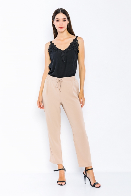 Picture of Woman Mink Bird Gözlü Satin Material Loose Trousers