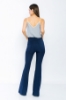 Picture of Woman Navy Navy Blue High Waist Tokalı Flare Trotter Trousers