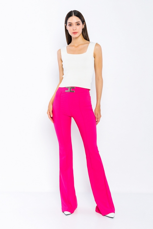 Picture of Woman Fuchsia High Waist Tokalı Flare Trotter Trousers