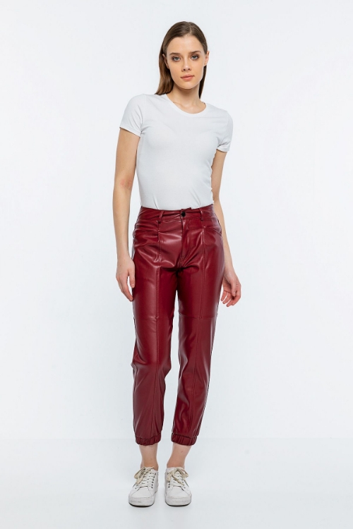Picture of Trotter Detailed Leather Trousers