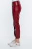 Picture of Woman Bordeux Maroon Trotter Detailed Leather Trousers