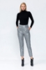 Picture of Woman Grey Shiny Material Plaid Trousers