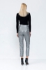 Picture of Woman Grey Shiny Material Plaid Trousers
