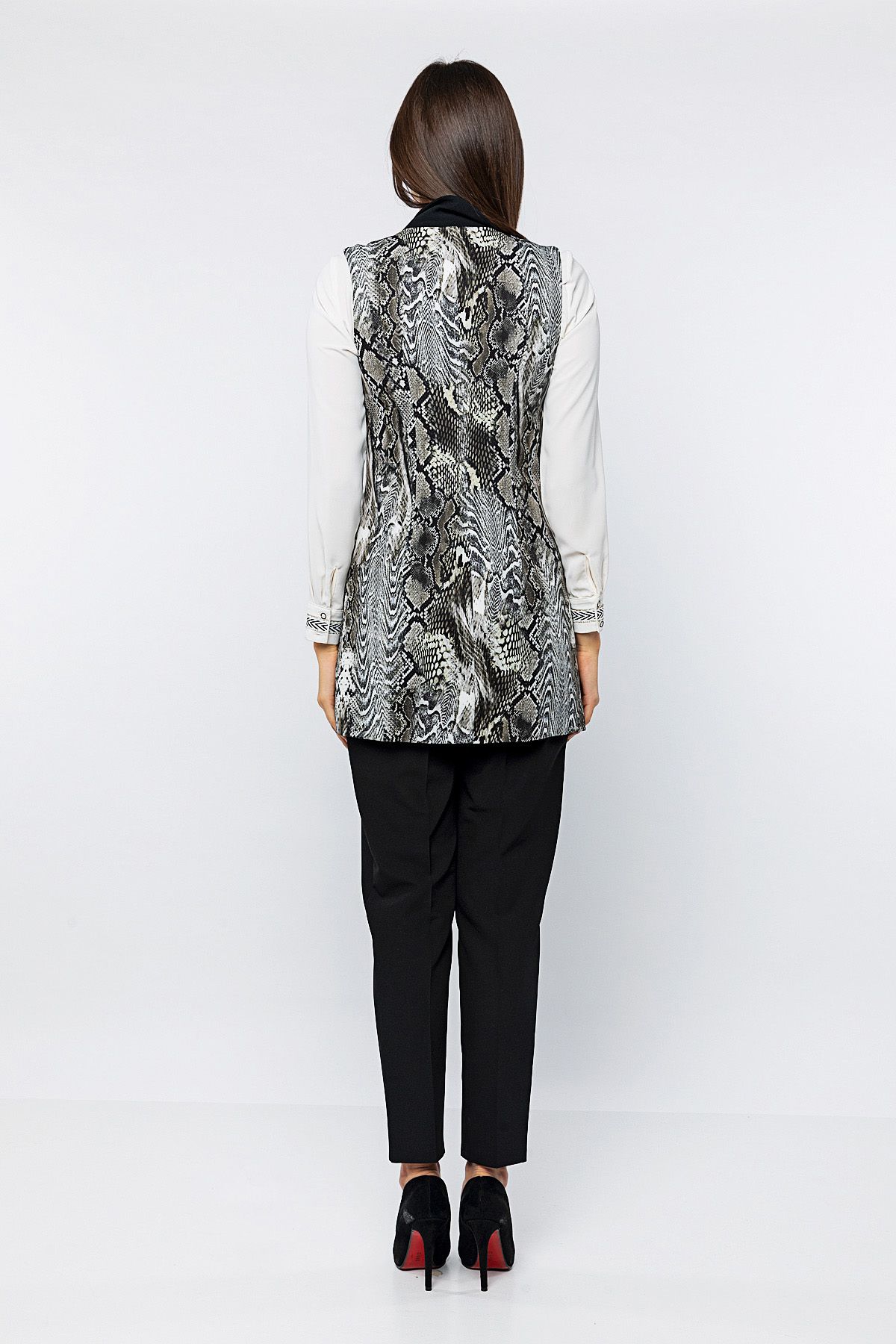 Picture of Woman Grey Python Pattern Classical Waistcoat