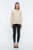 Picture of Woman Beige V Neck Well Slit Blouse