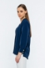 Picture of Woman Navy Navy Blue V Neck Well Slit Blouse