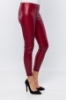Picture of Woman Bordeux Maroon side Zipped Leather Trousers