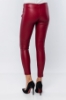 Picture of Woman Bordeux Maroon side Zipped Leather Trousers