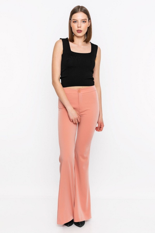 Picture of Woman Powder High Waist Flare Trotter Trousers