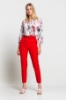 Picture of Woman Red High Waist Belted Trousers