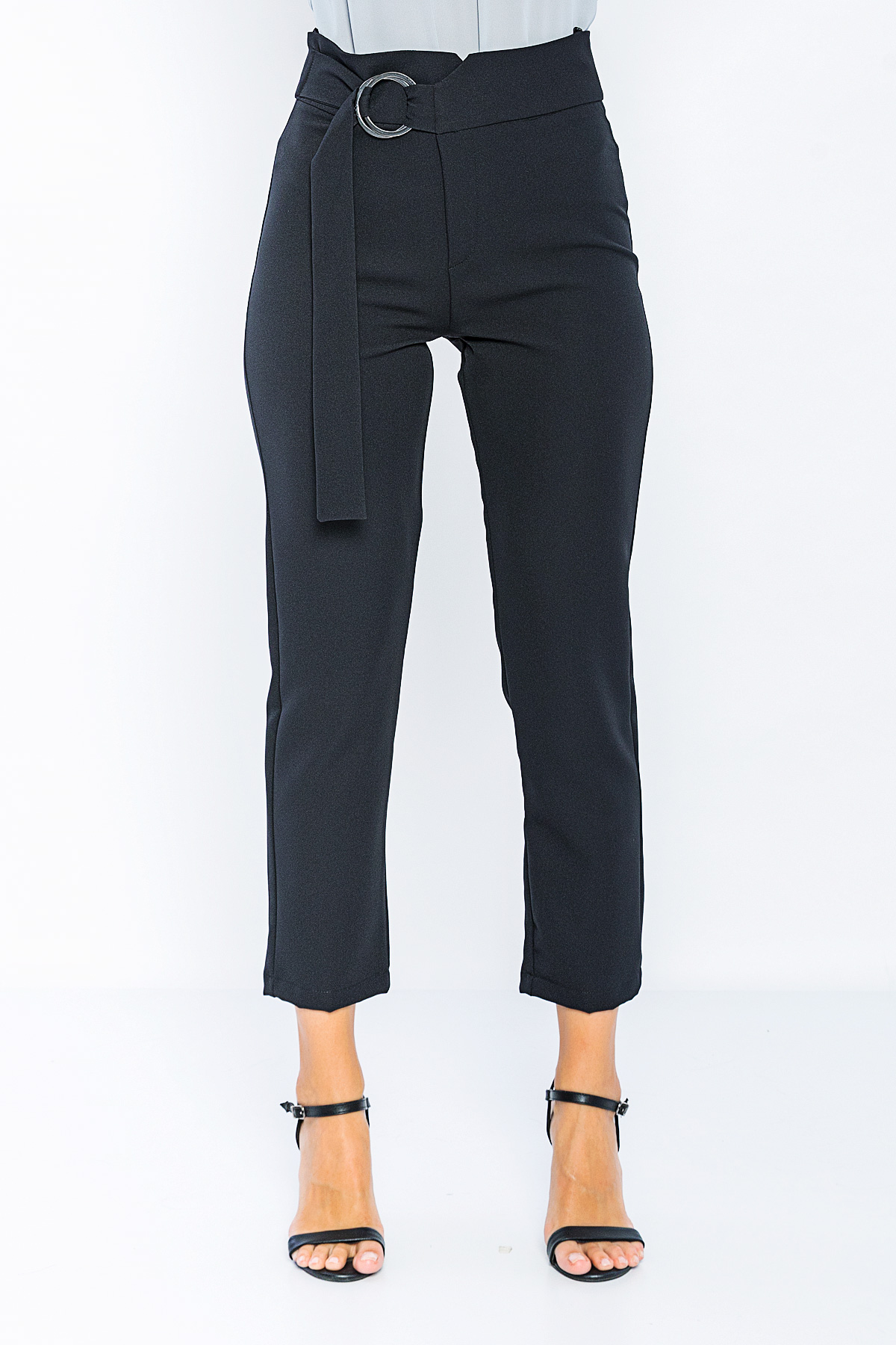 Picture of Woman Black High Waist Normal Trotter Work Trousers