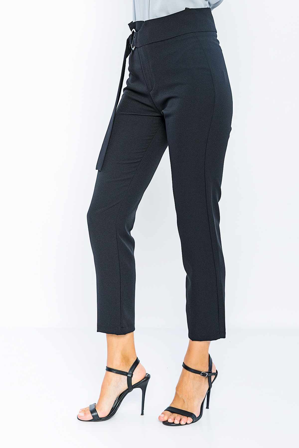 Picture of Woman Black High Waist Normal Trotter Work Trousers