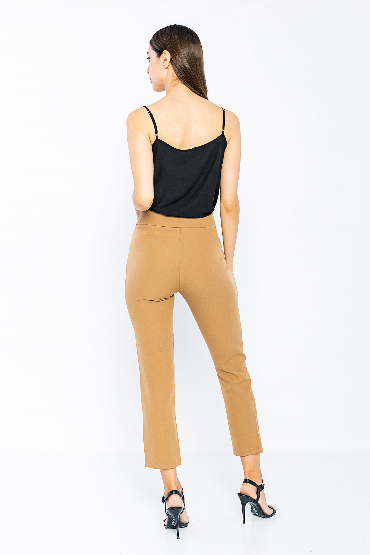 Picture of Woman Brown High Waist Normal Trotter Work Trousers