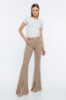 Picture of Woman Mink High Waist Slit Flare Trotter Trousers