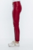 Picture of Woman Bordeux Maroon Chain Detailed Leather Trousers